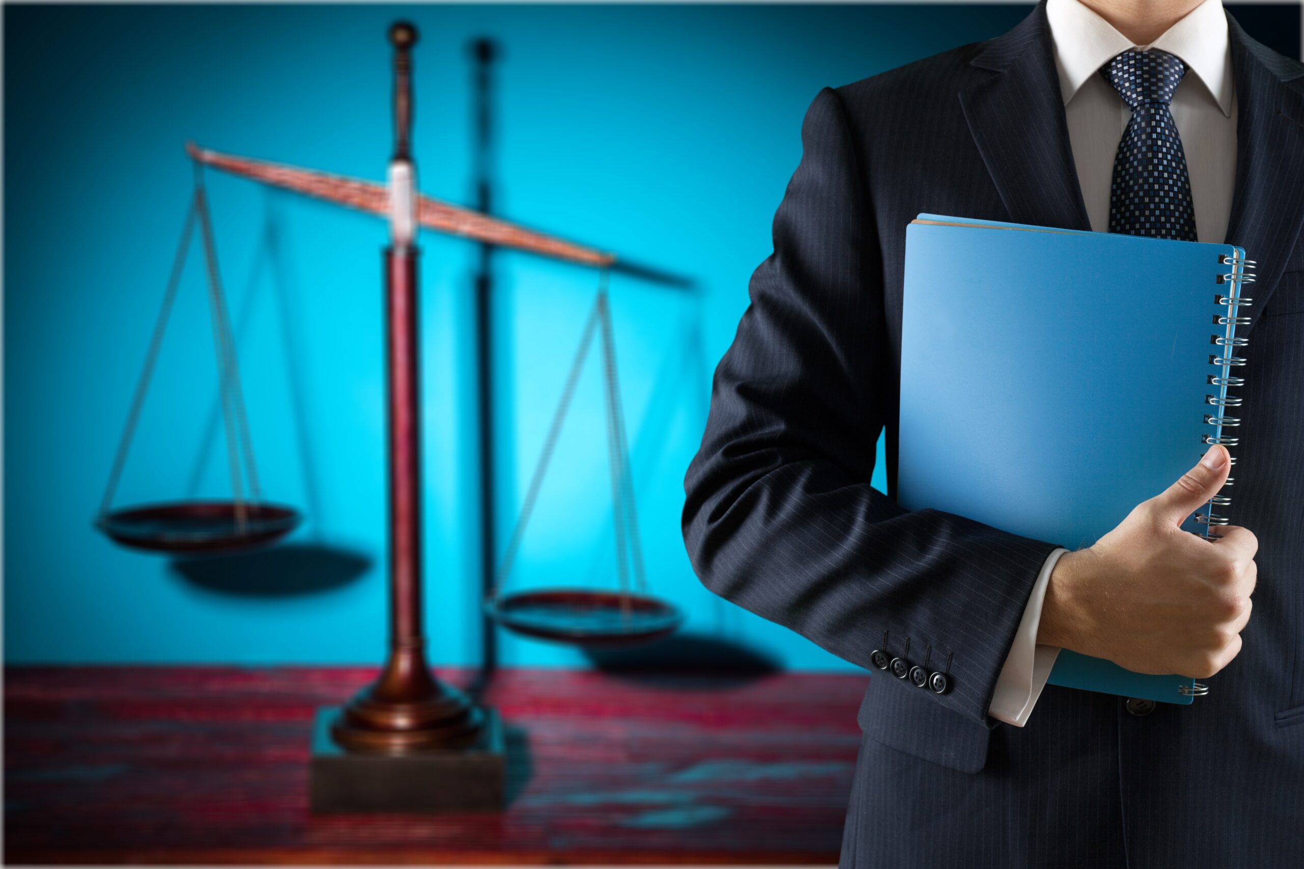 Businessman hold blue report